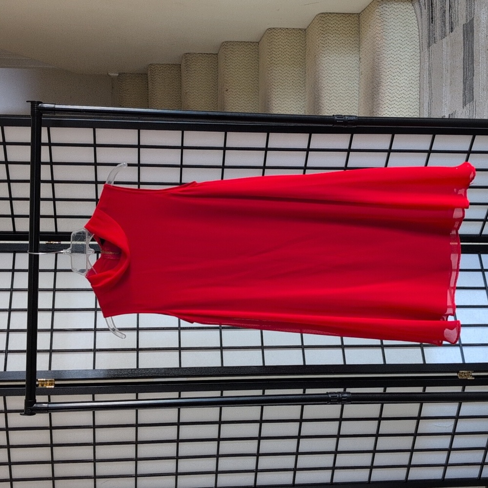 Sharagano Vibrant Red Sleeveless Dress